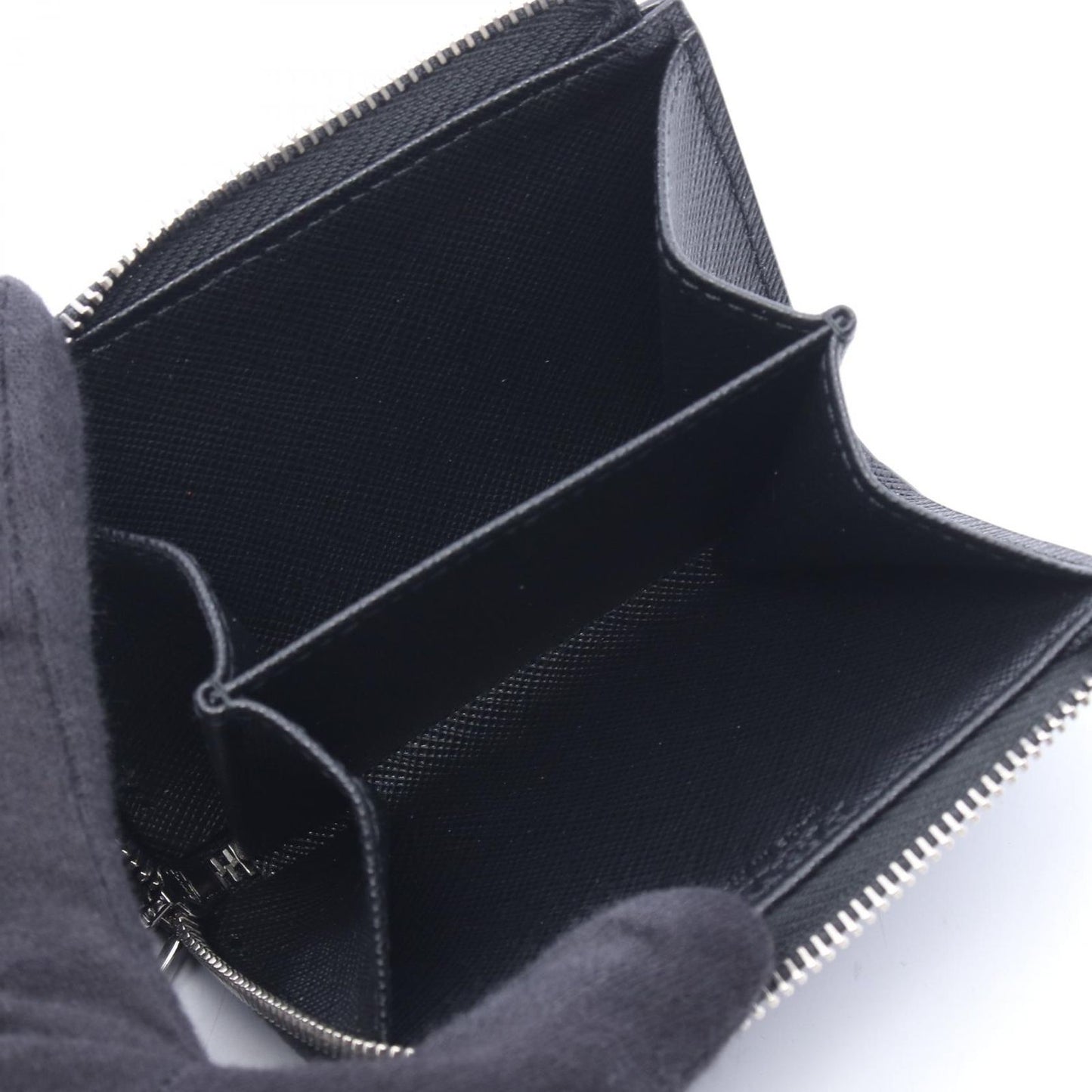 Prada Coin Case Card Black Saffiano Leather — view 3