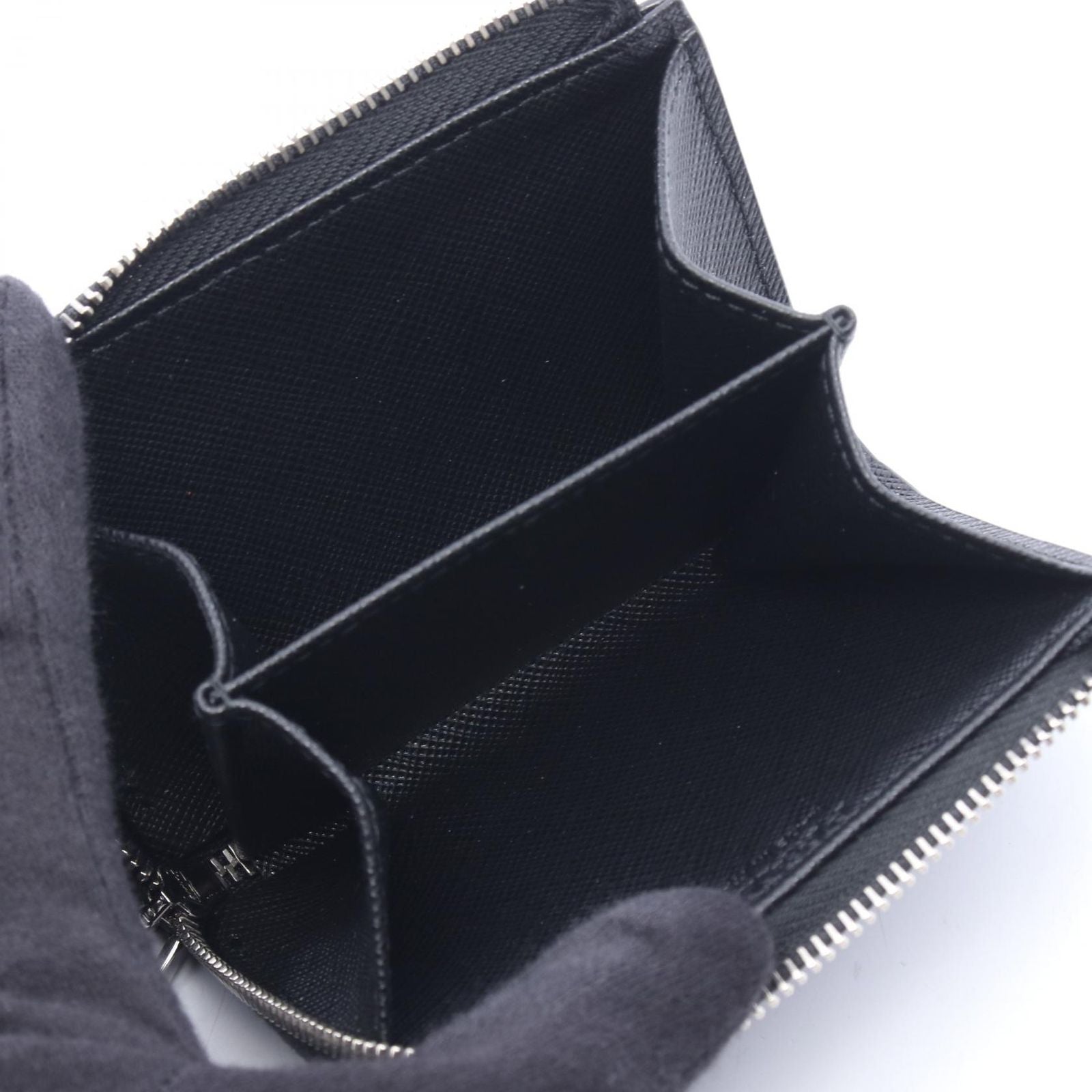 Prada Coin Case Card Black Saffiano Leather — view 3