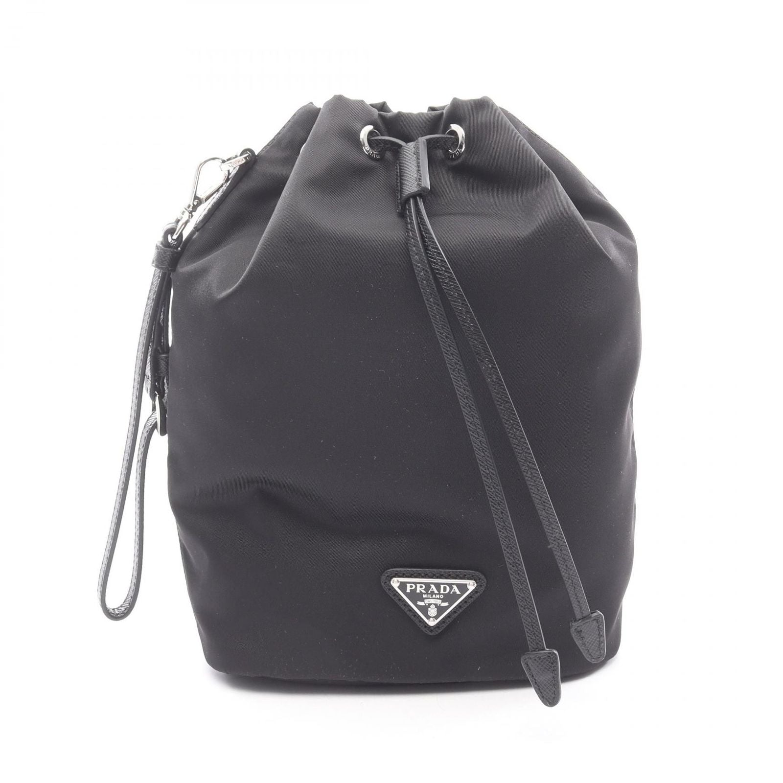 Prada Pouch Re-Nylon Black Nylon Saffiano Leather Mini Bag