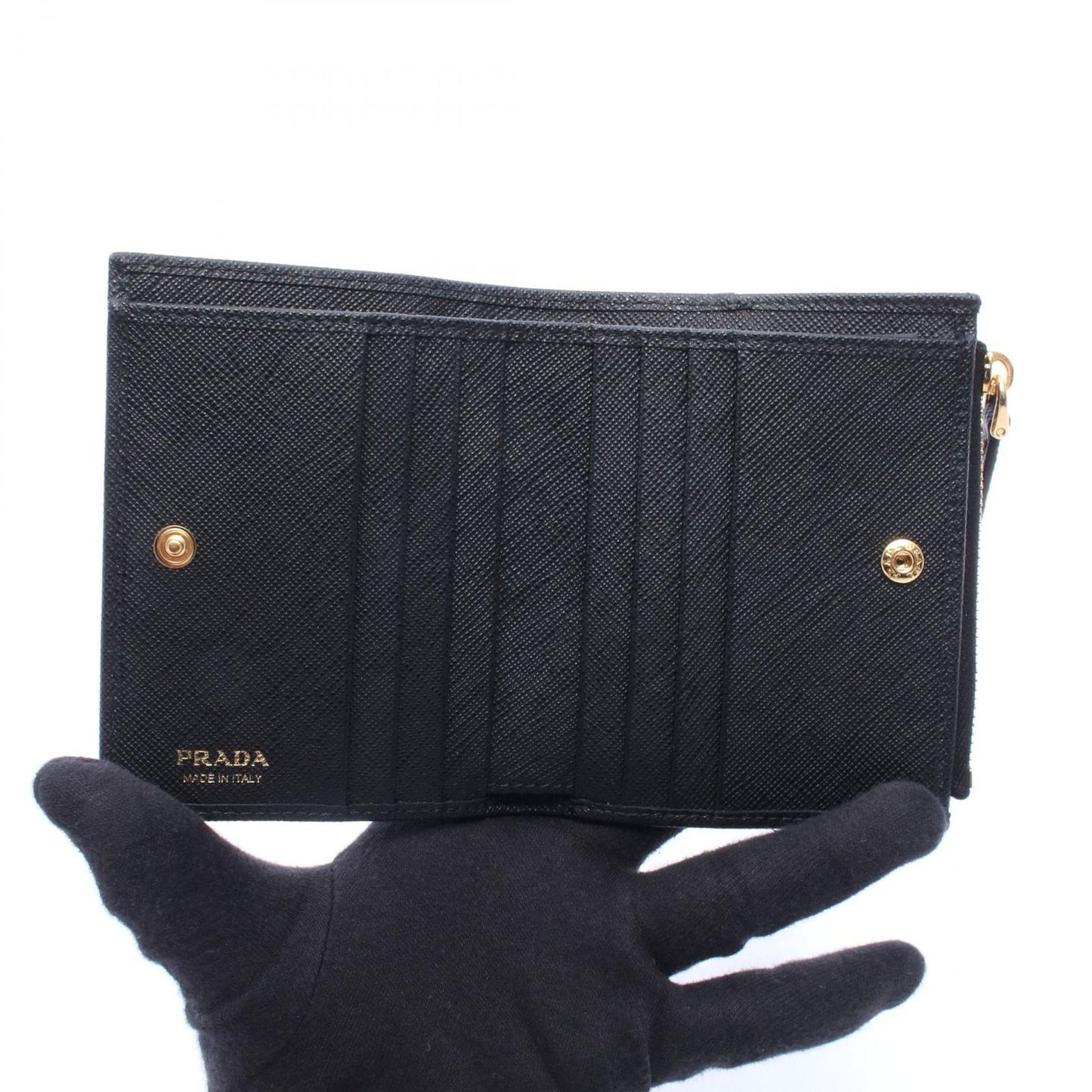 Prada Bifold Wallet Saffiano Triang Black Leather — view 3