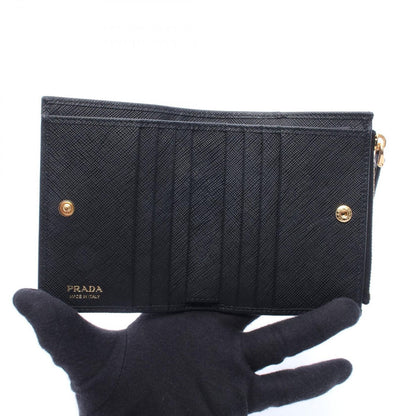 Prada Bifold Wallet Saffiano Triang Black Leather — view 3