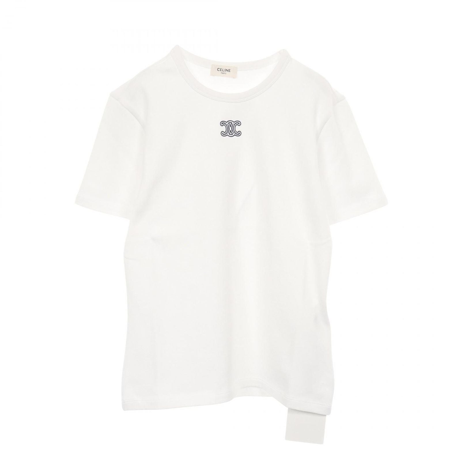 Celine Short Sleeve T-Shirt Triomphe Off White Navy Cotton