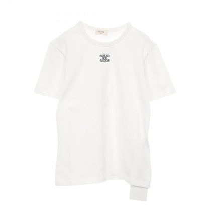 Celine Short Sleeve T-Shirt Triomphe Off White Navy Cotton