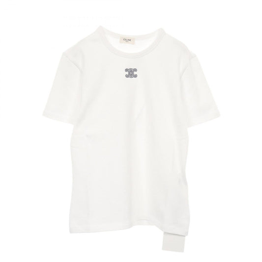 Celine Short Sleeve T-Shirt Triomphe Off White Navy Cotton