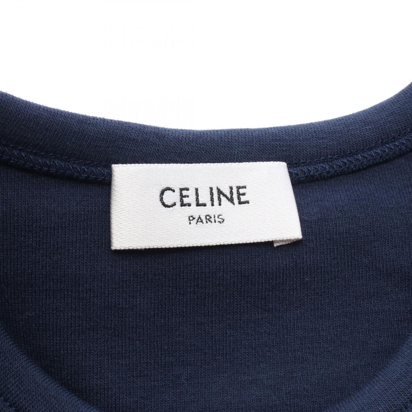 Celine Short Sleeve T-Shirt Triomphe Navy Off White Cotton — view 3