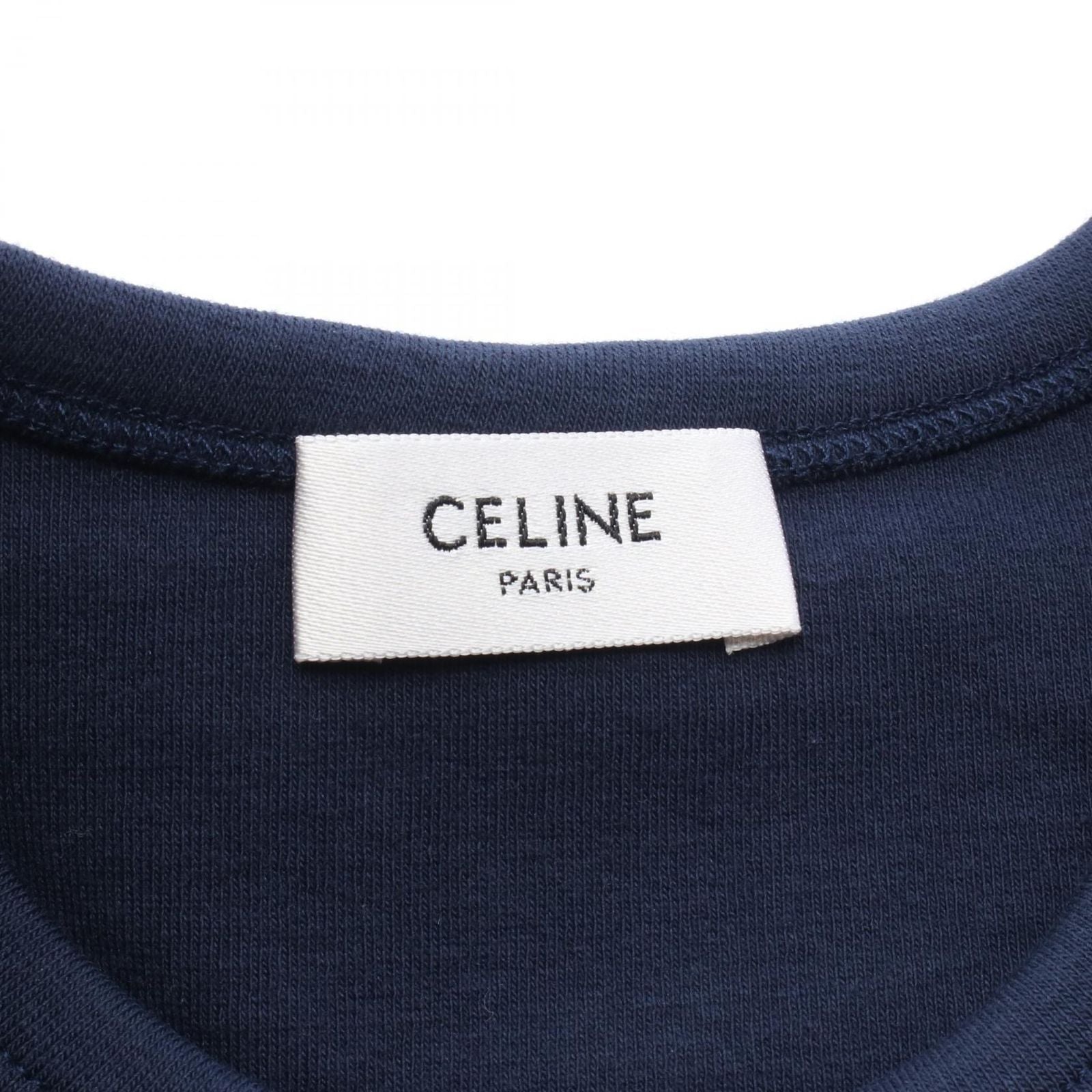 Celine Short Sleeve T-Shirt Triomphe Navy Off White Cotton — view 3