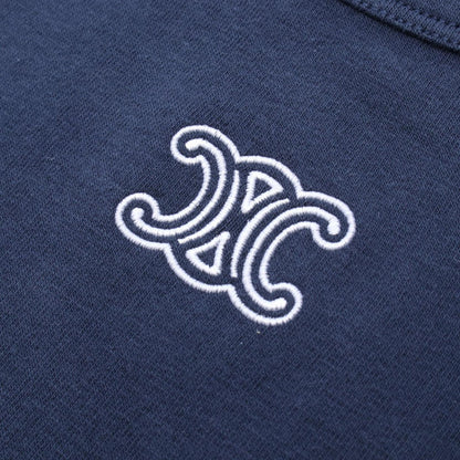 Celine Short Sleeve T-Shirt Triomphe Navy Off White Cotton — view 5