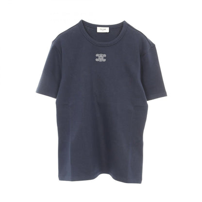 Celine Short Sleeve T-Shirt Triomphe Navy Off White Cotton