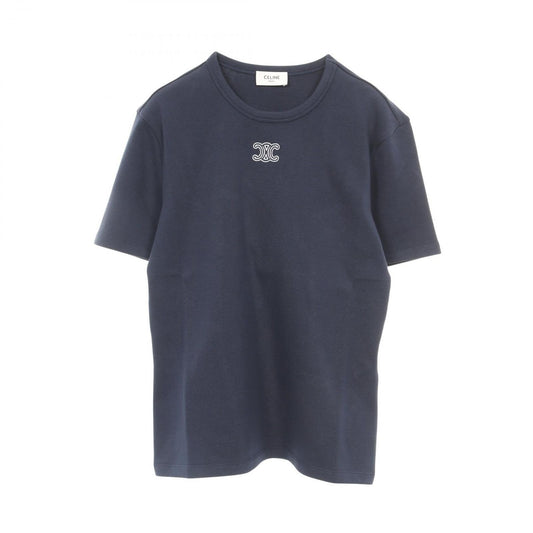 Celine Short Sleeve T-Shirt Triomphe Navy Off White Cotton