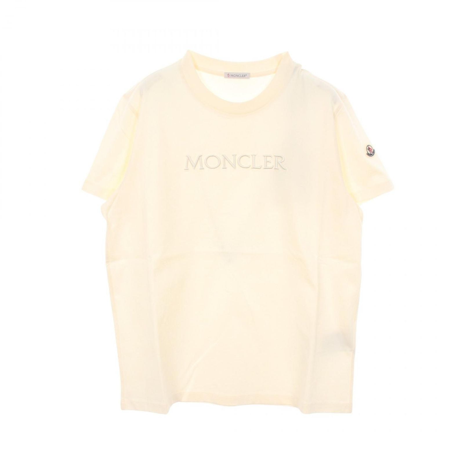 Moncler Short Sleeve T-Shirt SS Logo Embroidery White Ivory Cotton
