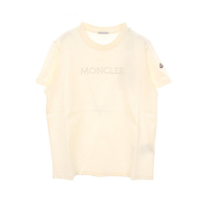 Moncler Short Sleeve T-Shirt SS Logo Embroidery White Ivory Cotton