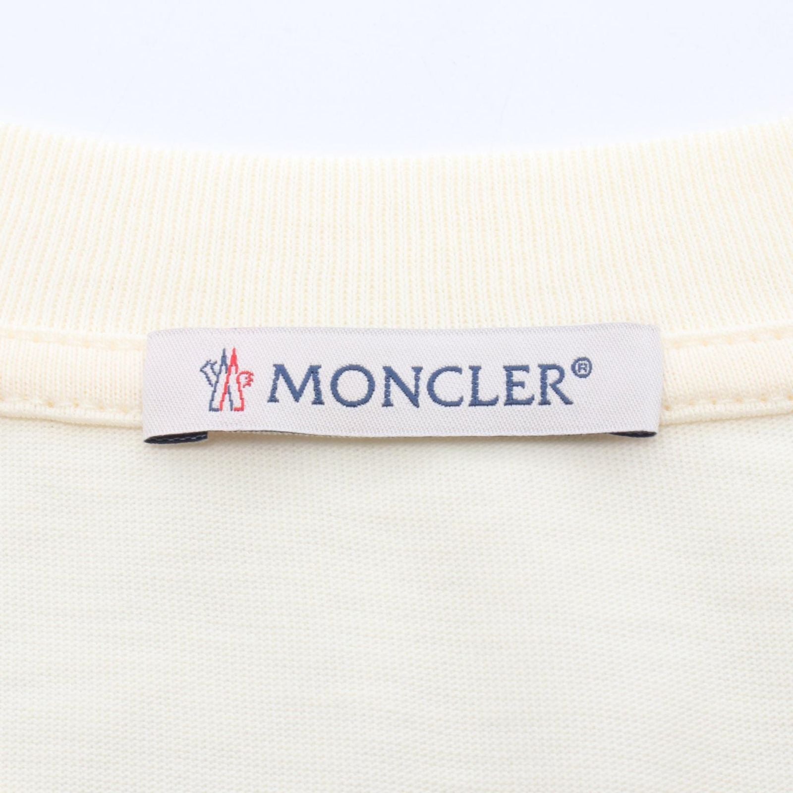Moncler Short Sleeve T-Shirt SS Logo Embroidery White Ivory Cotton — view 3