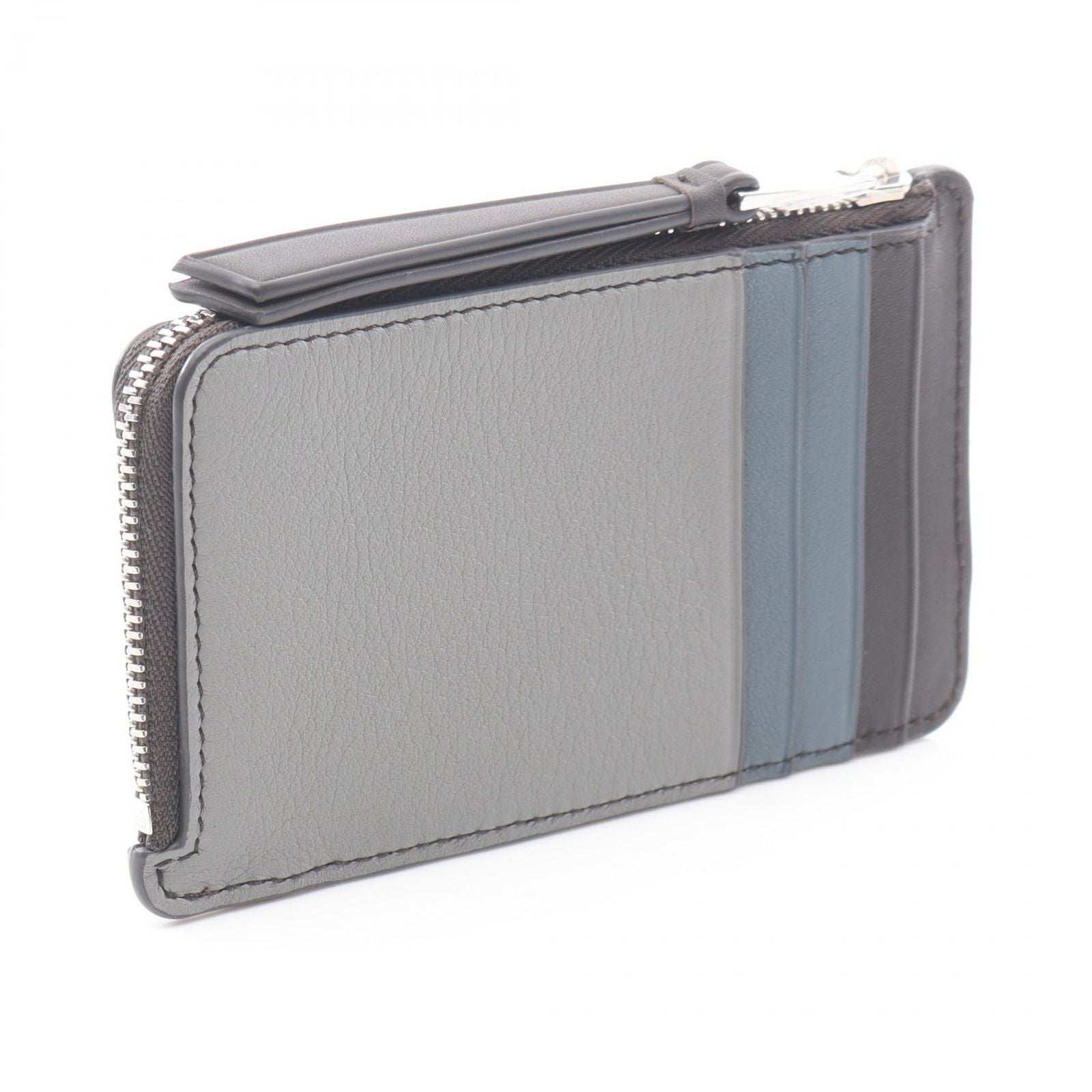 Loewe Coin Case Puzzle Card Asphalt Gray Storm Blue Leather Holder — view 2