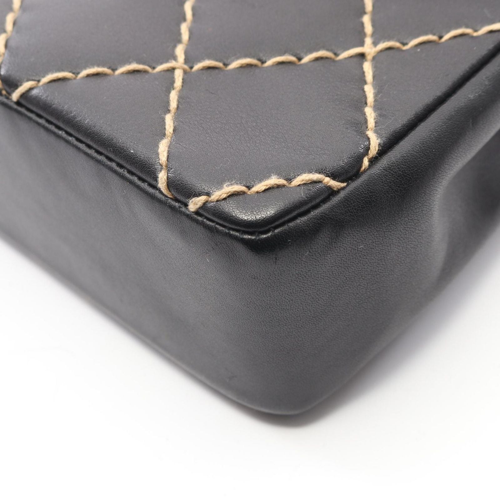 Chanel Shoulder Bag Wild Stitch Black Leather Chain — view 7