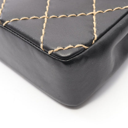 Chanel Shoulder Bag Wild Stitch Black Leather Chain — view 7