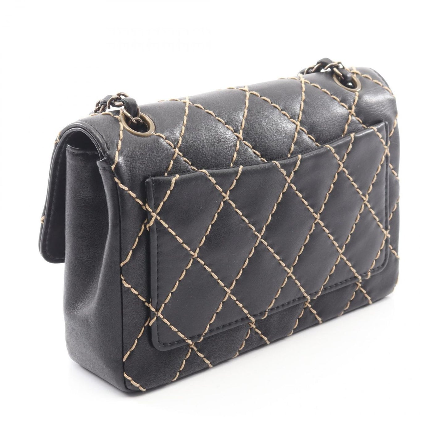 Chanel Shoulder Bag Wild Stitch Black Leather Chain — view 2