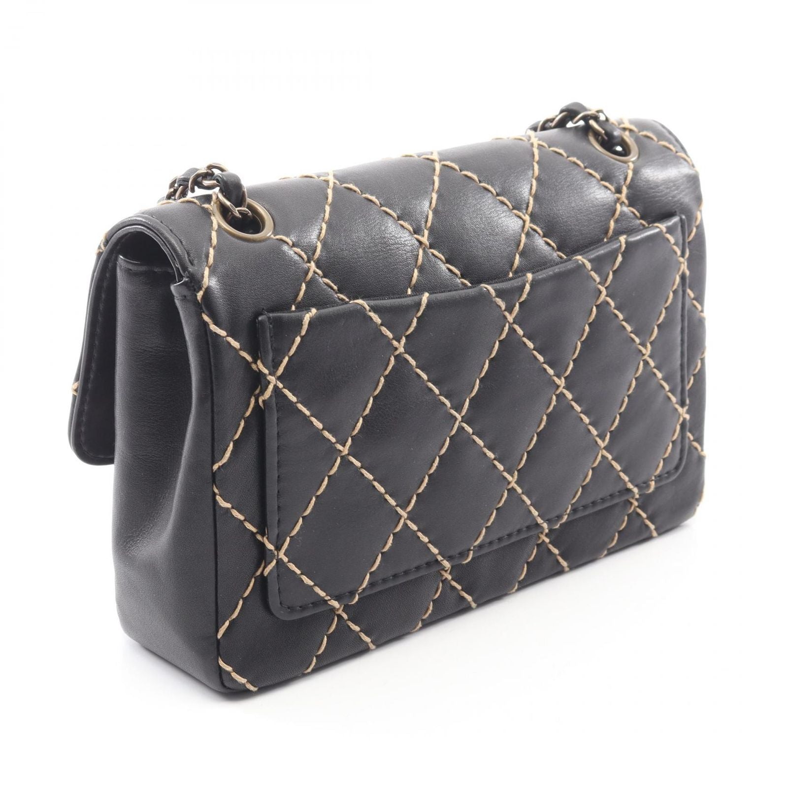 Chanel Shoulder Bag Wild Stitch Black Leather Chain — view 2