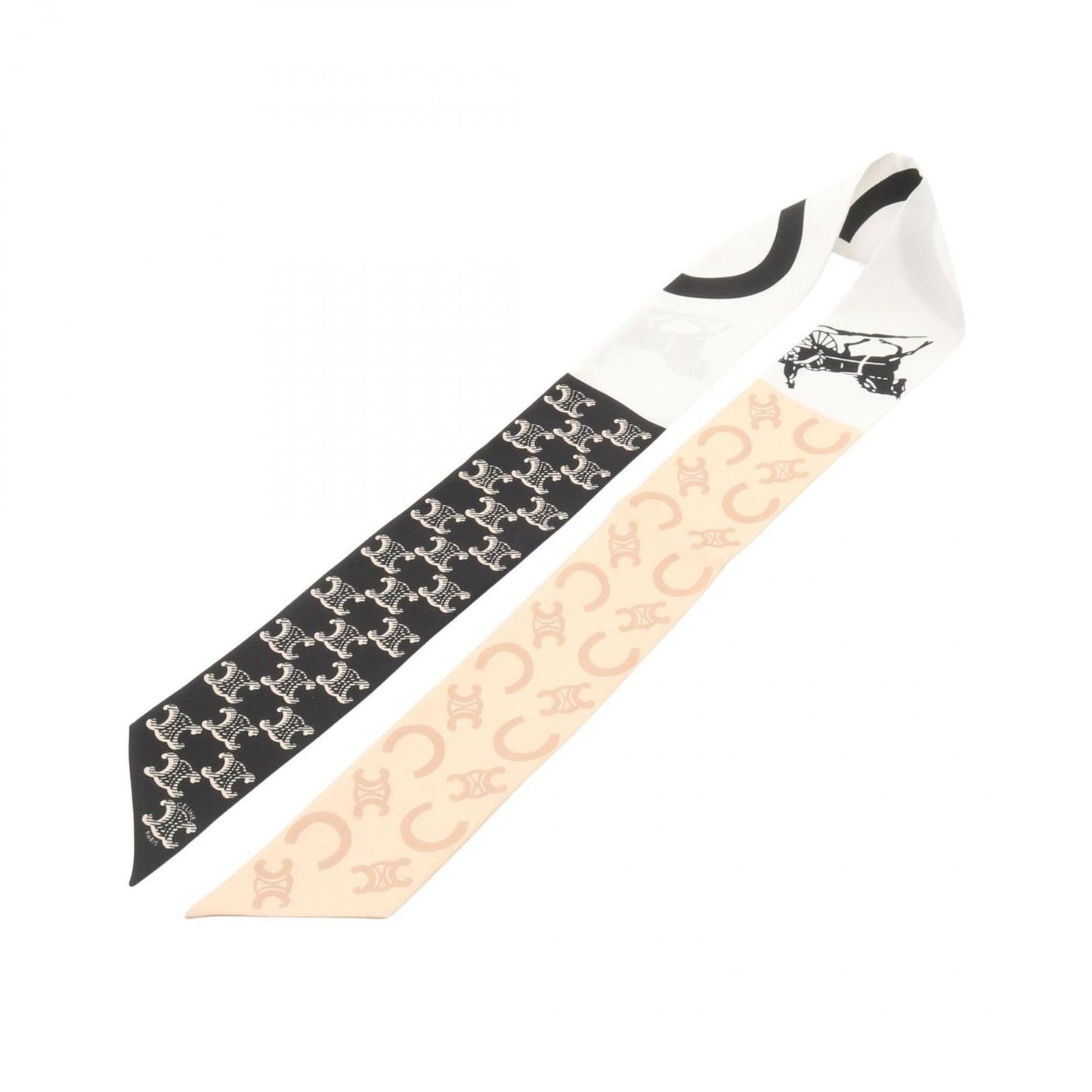 Celine Scarf Triomphe Lavalier Black White Silk — view 3