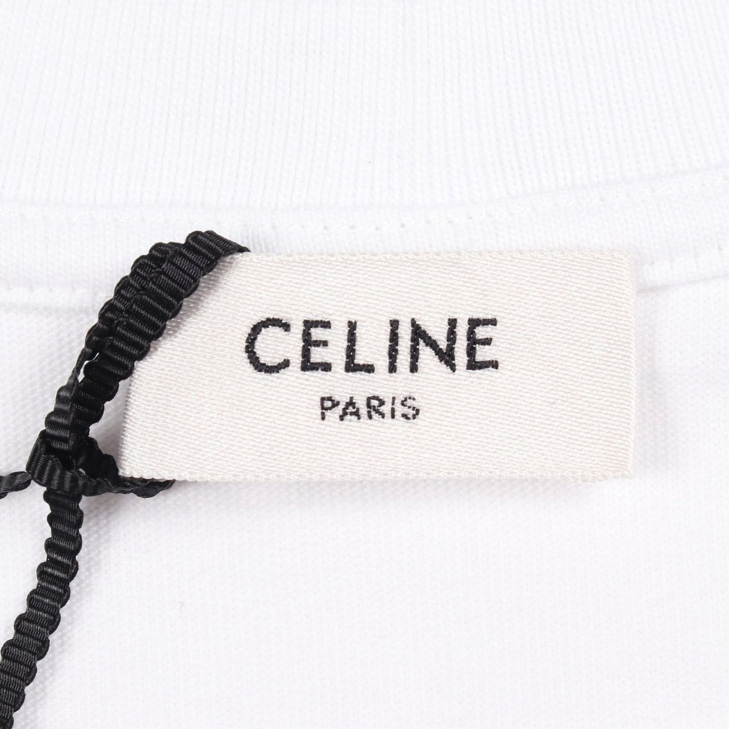 Celine Short Sleeve T-Shirt Triomphe Logo Print White Cotton — view 3