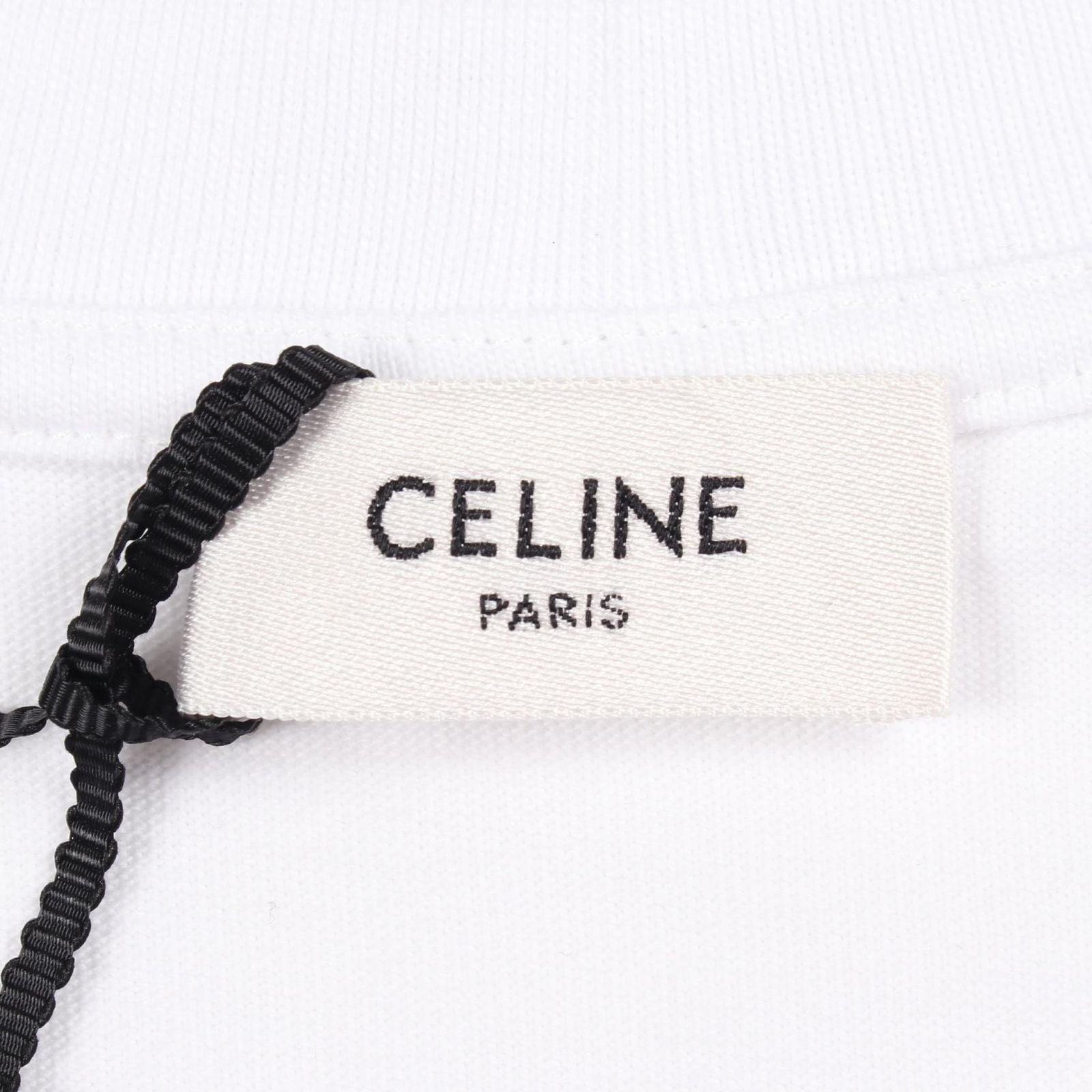 Celine Short Sleeve T-Shirt Triomphe Logo Print White Cotton — view 3
