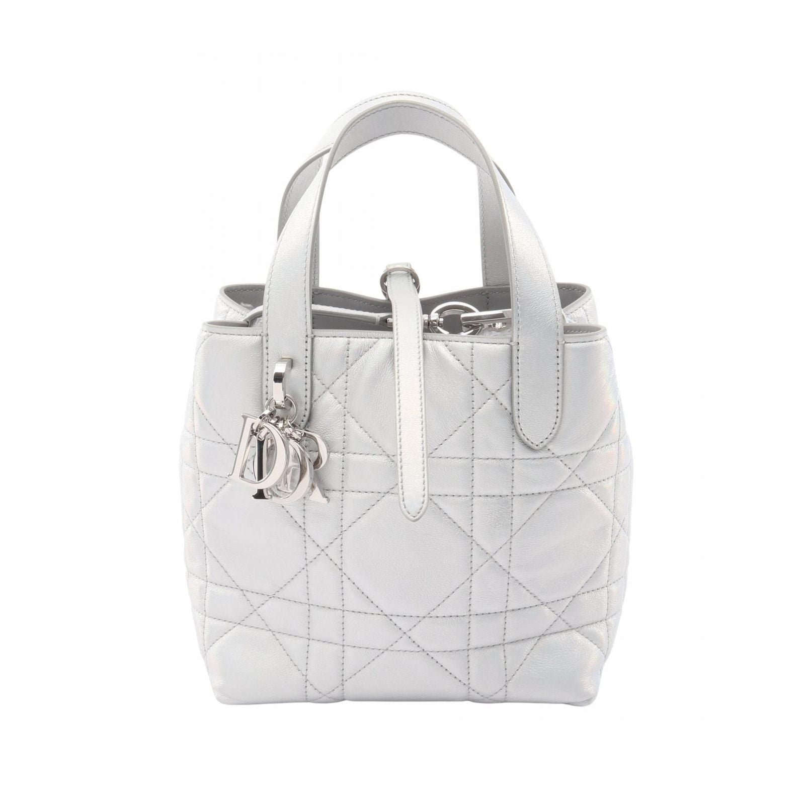 Dior Tote Toujours Cannage 2-Way Silver Leather