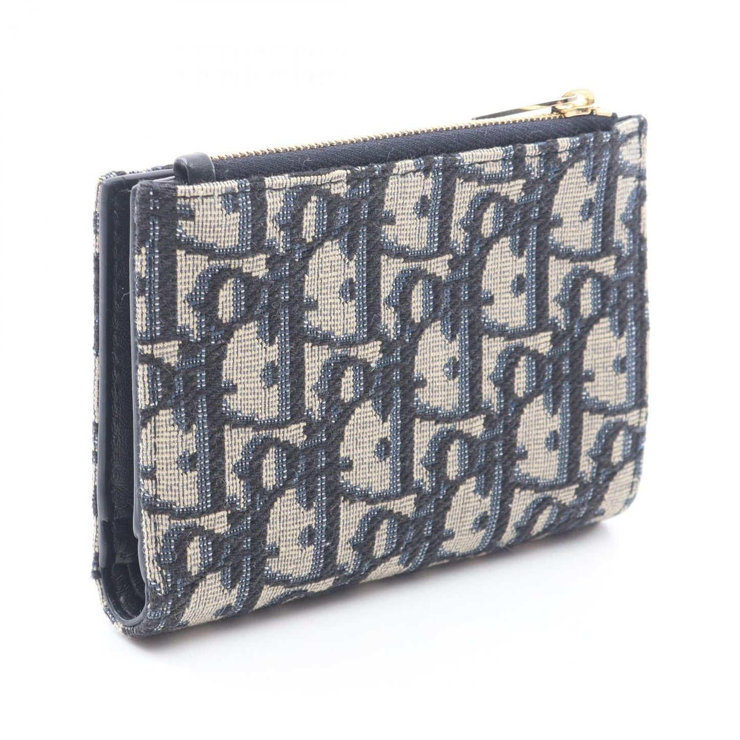 Dior Bifold Wallet Oblique Bow Dahlia Blue Canvas Leather — view 2