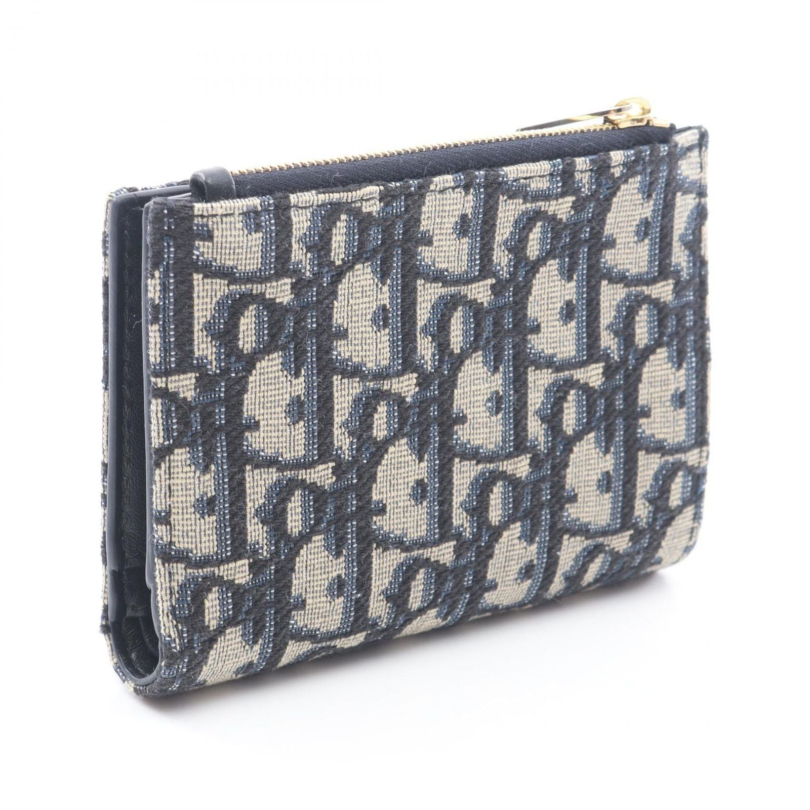 Dior Bifold Wallet Oblique Bow Dahlia Blue Canvas Leather — view 2