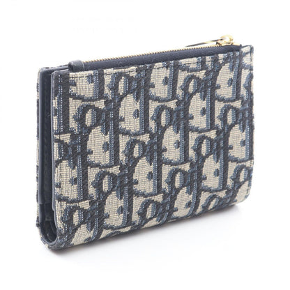 Dior Bifold Wallet Oblique Bow Dahlia Blue Canvas Leather — view 2