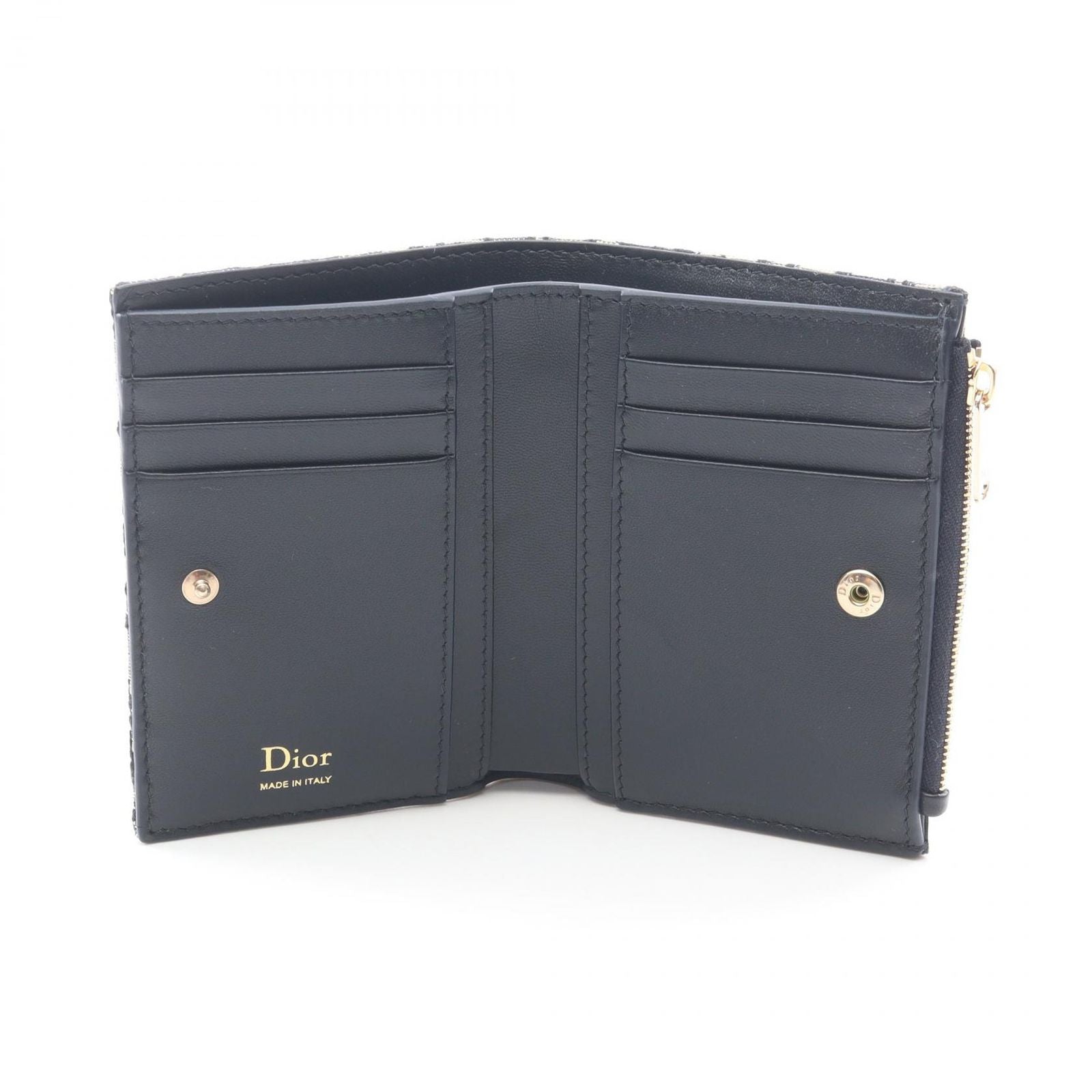 Dior Bifold Wallet Oblique Bow Dahlia Blue Canvas Leather — view 3