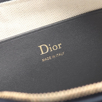 Dior Shoulder Bag Oblique Bow Blue Canvas Leather Chain — view 4