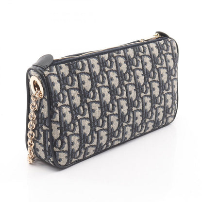 Dior Shoulder Bag Oblique Bow Blue Canvas Leather Chain — view 2