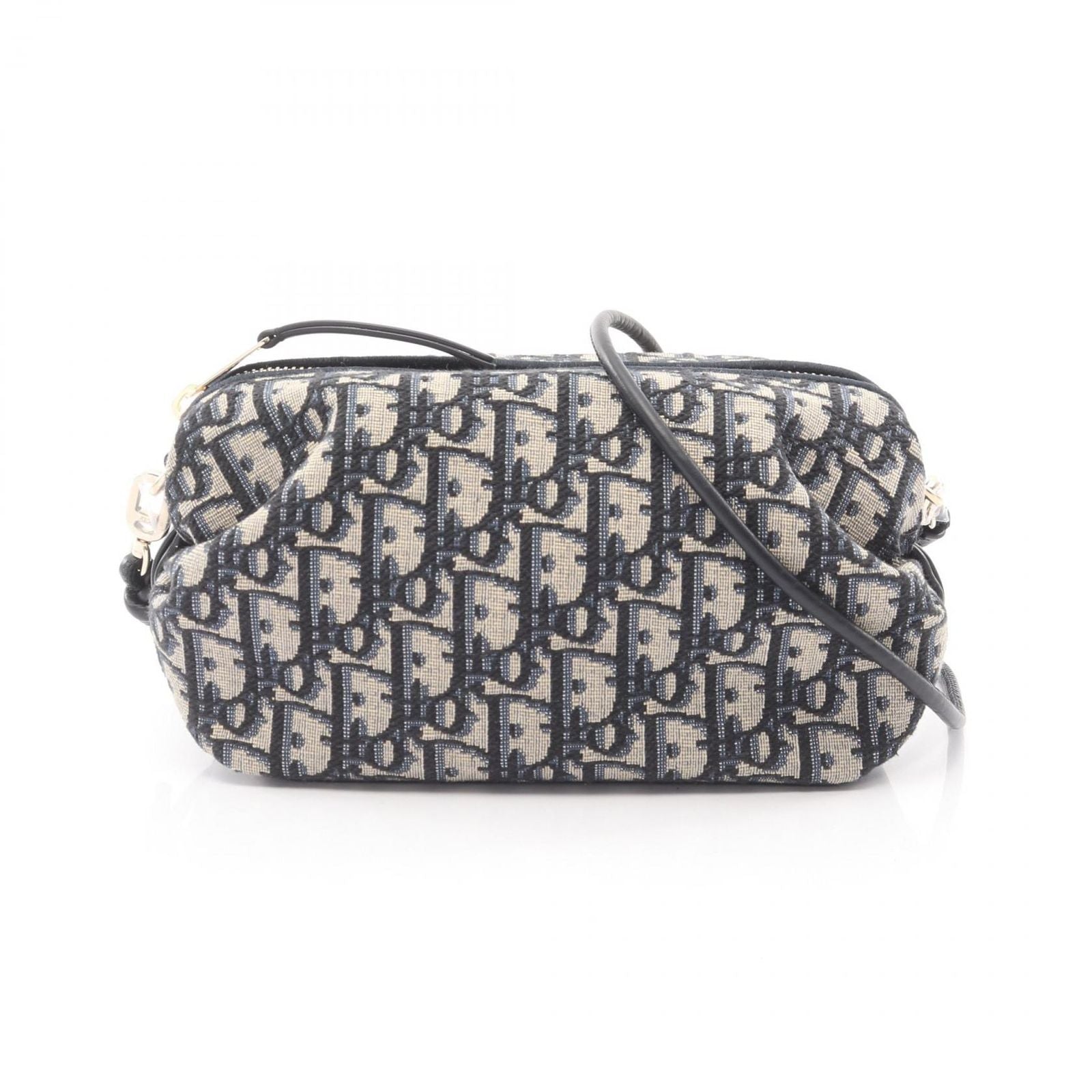 Dior Shoulder Bag Bow Oak Blue Canvas Leather