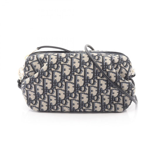 Dior Shoulder Bag Bow Oak Blue Canvas Leather