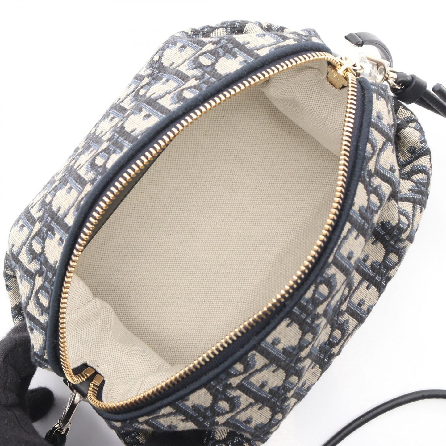 Dior Shoulder Bag Bow Oak Blue Canvas Leather — view 3