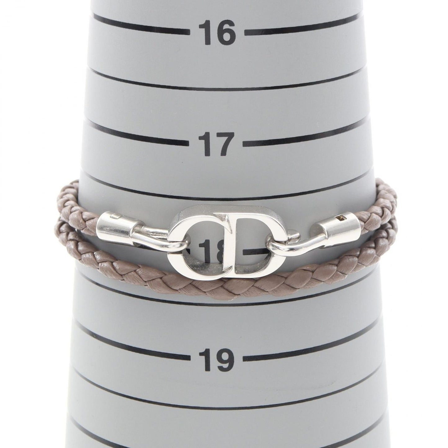 Dior Bracelet CD Icon Braid Leather Double Brown Stainless Steel — view 6