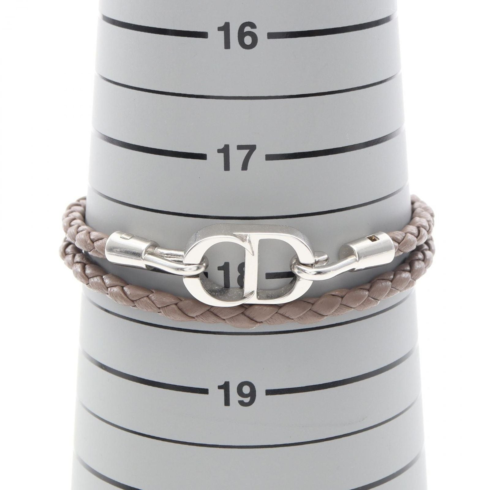 Dior Bracelet CD Icon Braid Leather Double Brown Stainless Steel — view 6