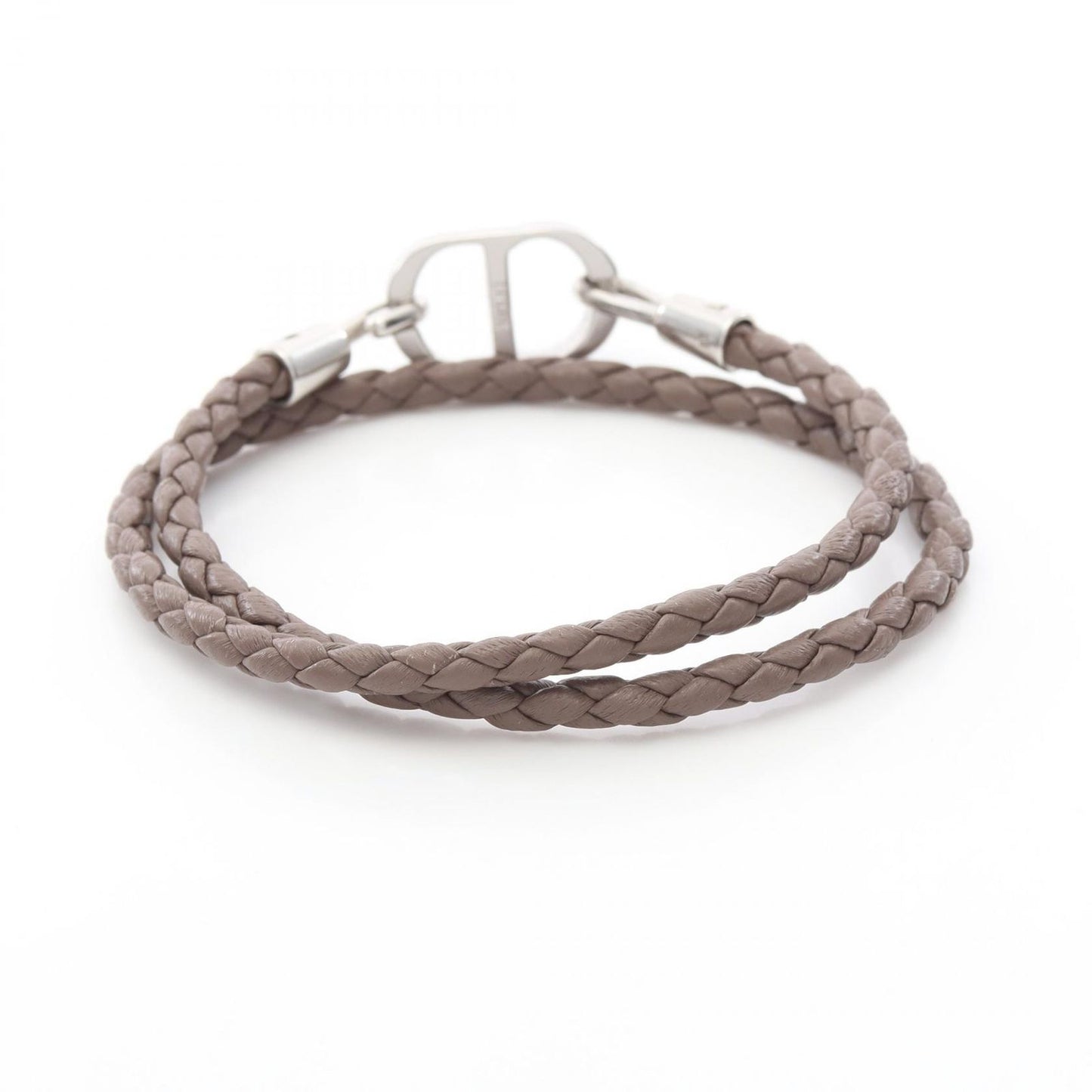 Dior Bracelet CD Icon Braid Leather Double Brown Stainless Steel — view 2