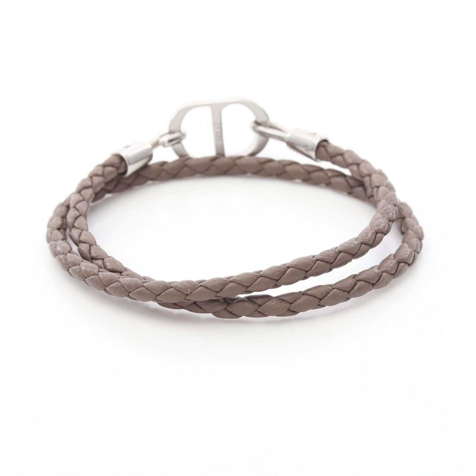 Dior Bracelet CD Icon Braid Leather Double Brown Stainless Steel — view 2