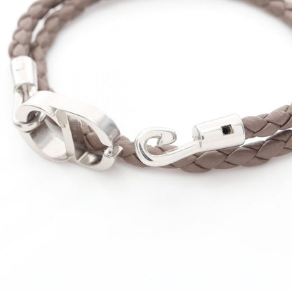 Dior Bracelet CD Icon Braid Leather Double Brown Stainless Steel — view 4