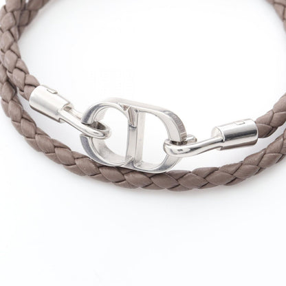 Dior Bracelet CD Icon Braid Leather Double Brown Stainless Steel — view 3