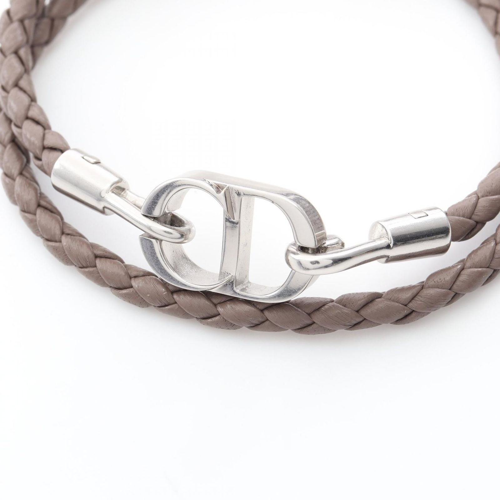 Dior Bracelet CD Icon Braid Leather Double Brown Stainless Steel — view 3