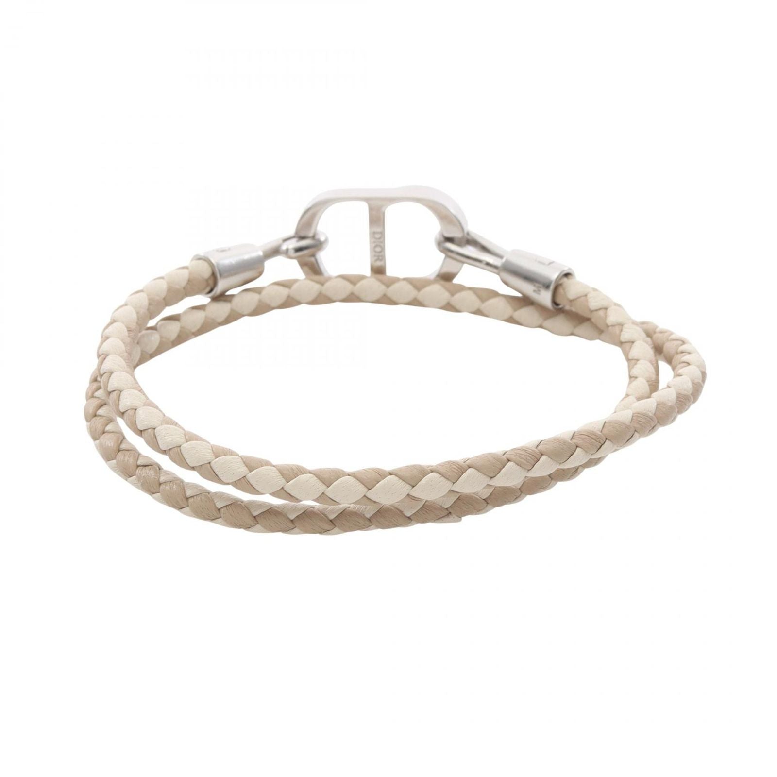 Dior Bracelet CD Icon Braid Leather Double Beige Stainless Steel — view 2