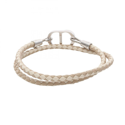 Dior Bracelet CD Icon Braid Leather Double Beige Stainless Steel — view 2