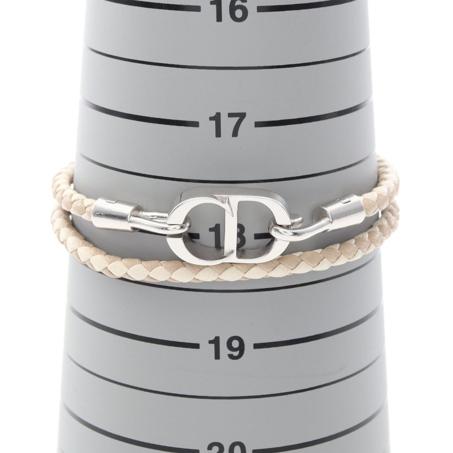Dior Bracelet CD Icon Braid Leather Double Beige Stainless Steel — view 6