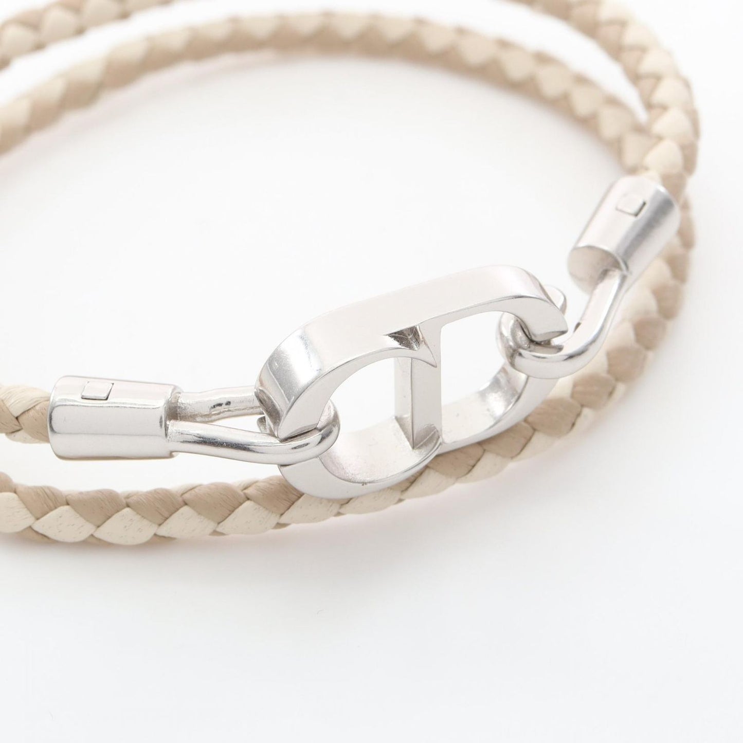 Dior Bracelet CD Icon Braid Leather Double Beige Stainless Steel — view 3