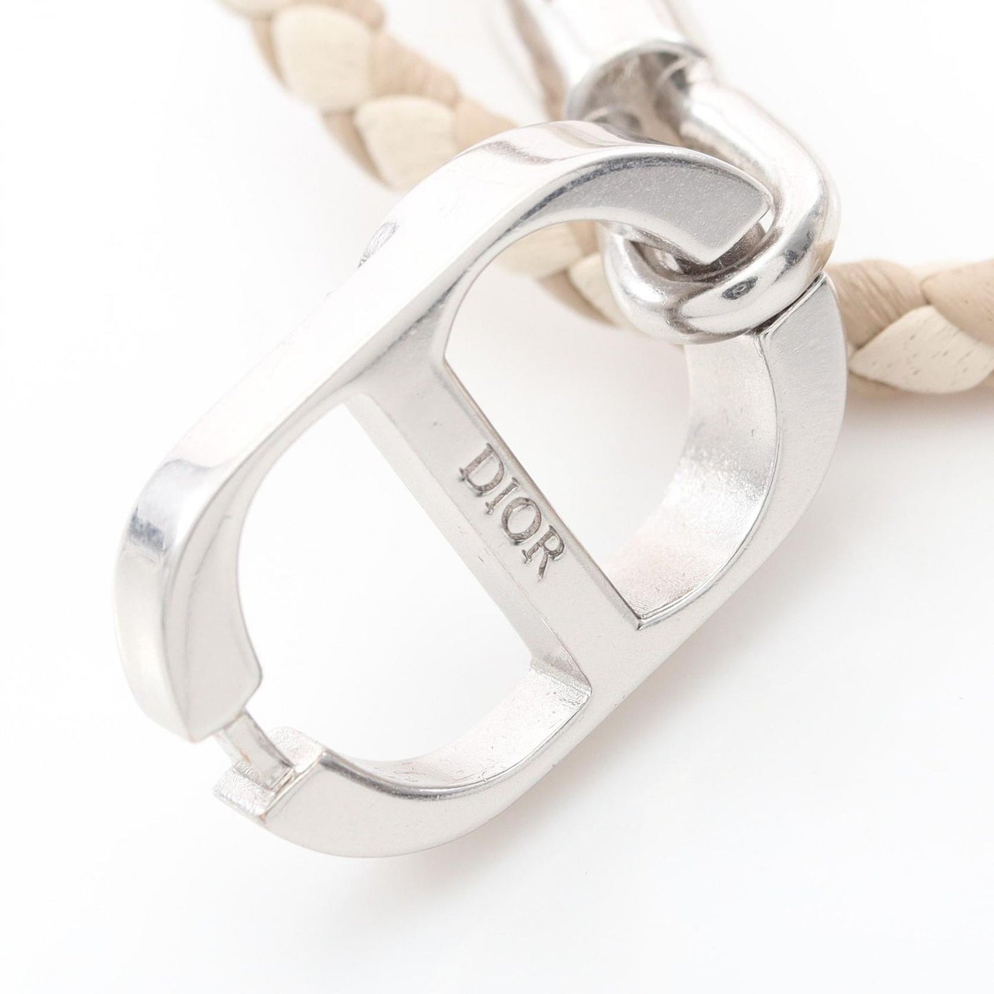 Dior Bracelet CD Icon Braid Leather Double Beige Stainless Steel — view 5