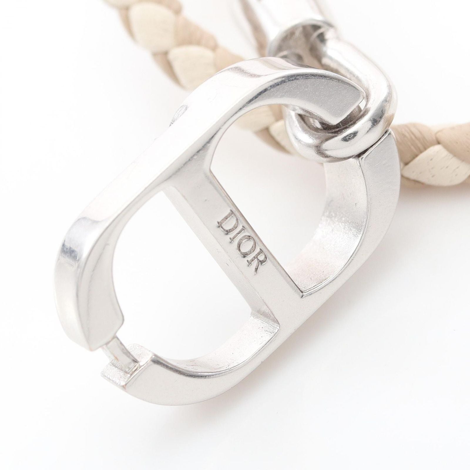Dior Bracelet CD Icon Braid Leather Double Beige Stainless Steel — view 5