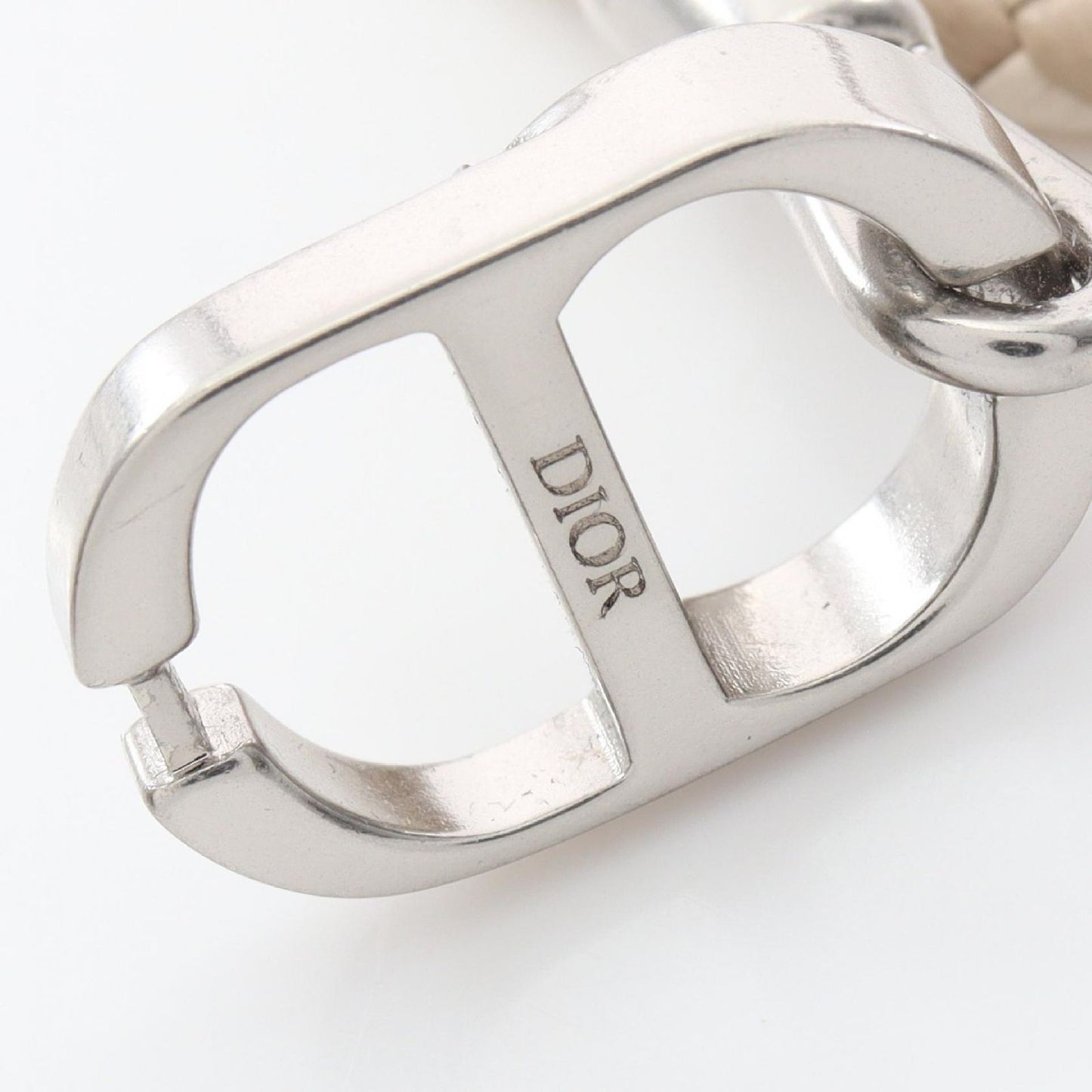 Dior Bracelet CD Icon Braid Leather Double Beige Stainless Steel — view 4