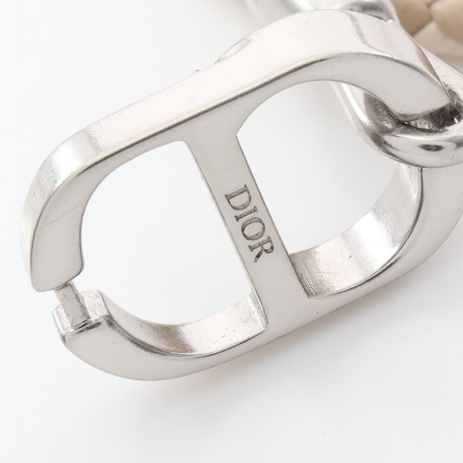 Dior Bracelet CD Icon Braid Leather Double Beige Stainless Steel — view 4