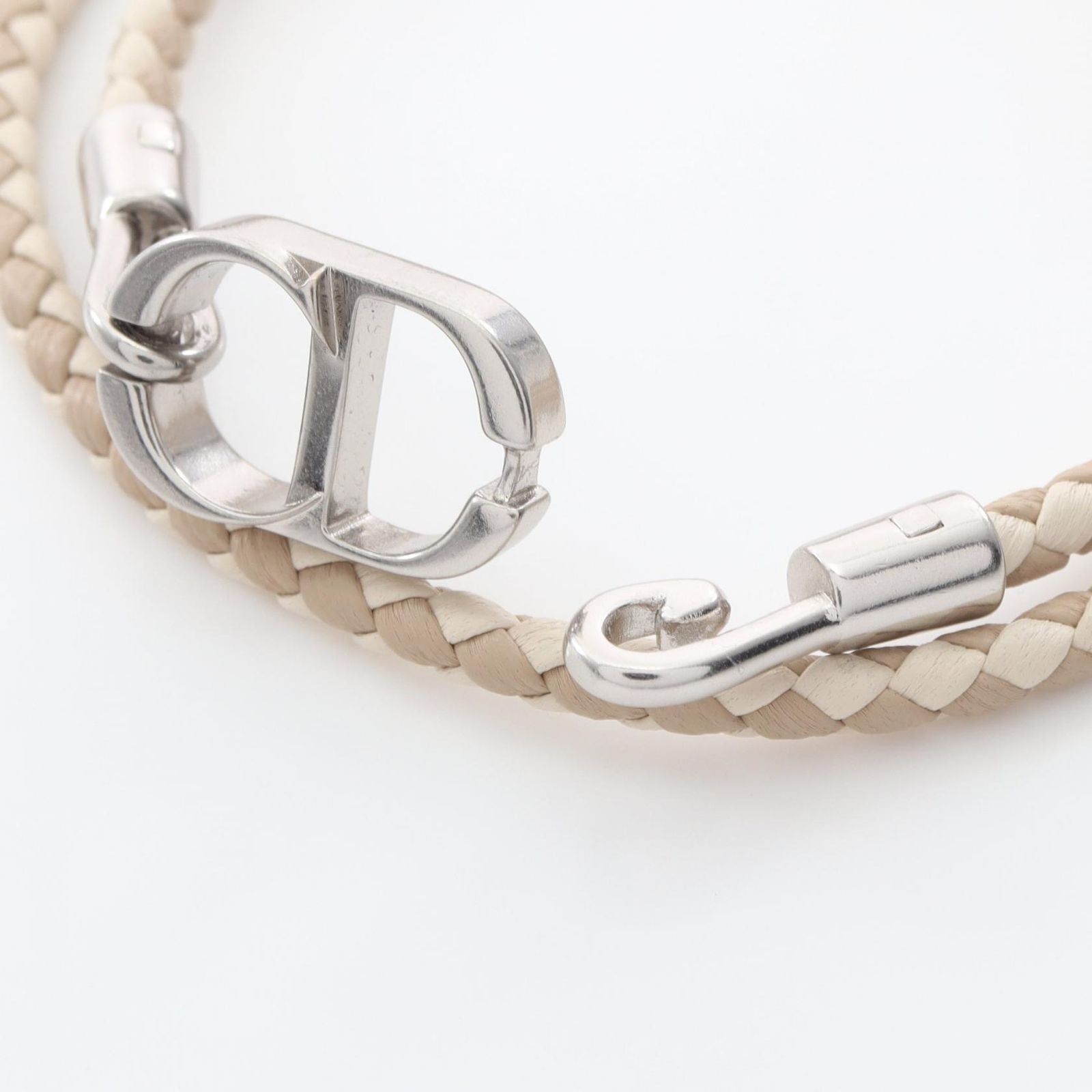 Dior Bracelet CD Icon Braid Leather Double Beige Stainless Steel — view 5